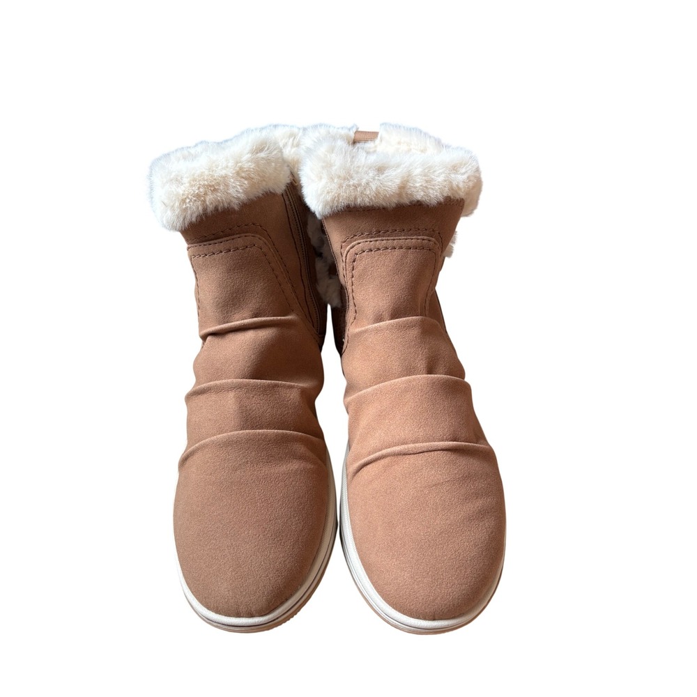 Clarks Cloudsteppers Womens 7 Brown Faux Suede Fur Trim Ankle Boots NEW - Picture 2 of 8